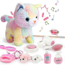 Remote Control Interactive Cat Toy, Walking Barking Electronic Pet with Soft Fur, Realistic Sounds for Kids Ages 3-7