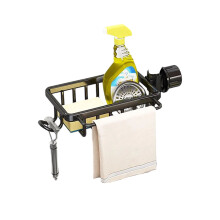 Kitchen Sink Organizer Rack with Hooks Space Aluminum Drip