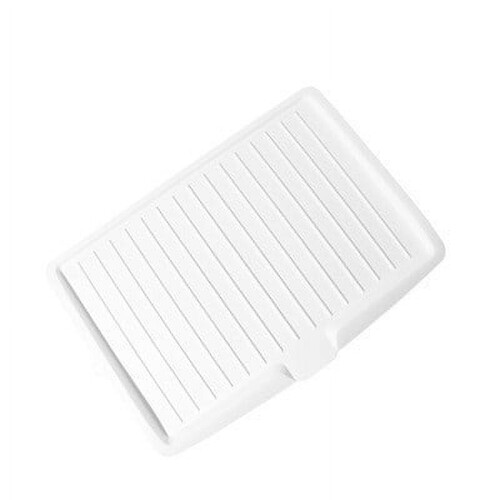White Kitchen Drying Tray Hard Plastic 17.6x12.2 Inch