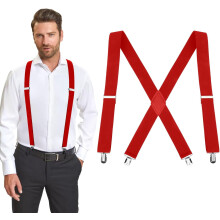 Men's and Women's Clip-On Suspenders, 1.4-Inch Adjustable