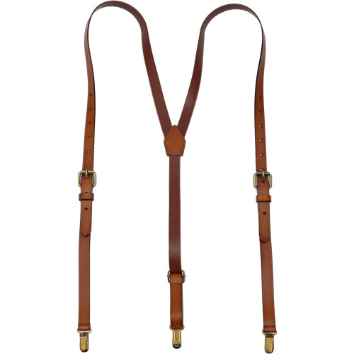 Men's Brown Genuine Leather Suspenders