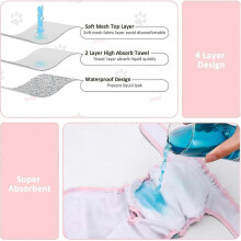 Reusable Washable Dog Diapers, 3 Pack, Size M (40-50cm) - Soft Absorbent Adjustable Nappies for Female Dogs in Heat, Incontinence, or Training