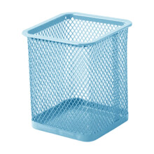 Mesh Pen Holder Square Light Blue Desk Organizer