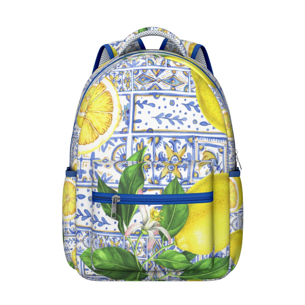 Lemon Aesthetic Laptop Backpack Large Capacity Citrus Print 9101399932055