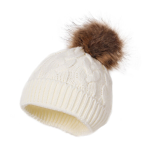 Knitted Winter Ski Hat for Babies 0-24 Months with Pompom