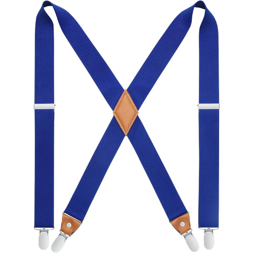 Men's X-Back Suspenders 1.4 Inch Adjustable Elastic with 4