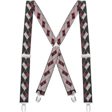 Men's suspenders elastic adjustable 48 inch 1.25 inch X-back