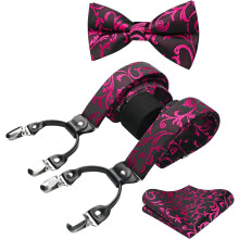 Paisley Floral Suspenders for Men Y-Back with Strong Clips