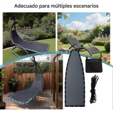Hammock Replacement Fabric with Rope and Side Pocket, Black Garden Swing Seat Cover for Terrace