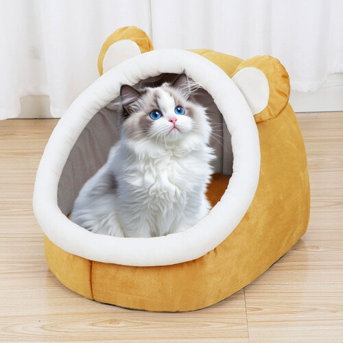 Semi-Closed Pet Kennel with Removable Washable Bed and
