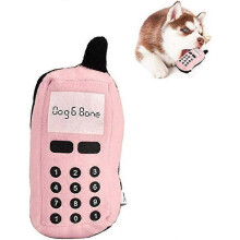 Plush Phone Toy Dog Chew Toy Pet Chew Toy Interactive Phone Shaped Dog Cat Toy (Pink)