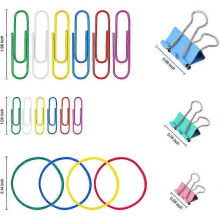 Binder Clips Paper Clips, 240Pcs Colored Office Clips Set with Paper Clamps Paperclips Rub