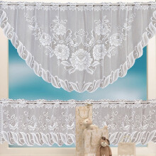 Lace Coffee Cafe Window Tier Curtains Polyester 2 Pieces