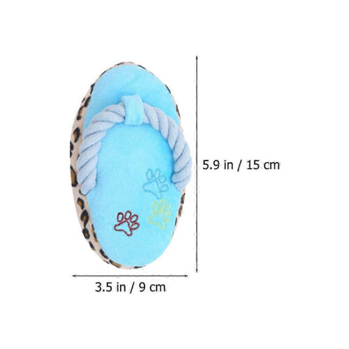 Plush Dog Squeaky Toy Slipper Shape for Chewing 3Pcs Blue Set 1
