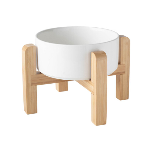 White Ceramic Elevated Dog Bowl for Small Breeds