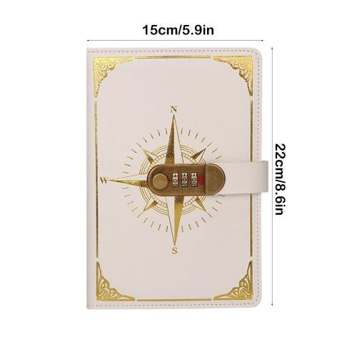 A5 Password Notebook Leather Cover Vintage Compass Design 2