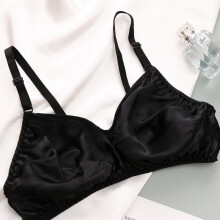 (42 yards (95-100cm, Blue) Silk Bra Thin Mulberry Silk Bra Wirefree Lightly Padded Comfortable Breathable Plus Size Bra Seamless Underwear for Women