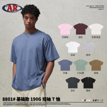 (Paris apricot, L) 2026 New Loose Fit Heavyweight Cotton T-Shirt Men Basic Short Sleeve