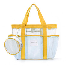 (yellow) Feihong Contrast Color Beach Tote Lightweight Waterproof Large Capacity Multipurpose Portable Storage Bag