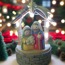 LED Nativity Lamp Ornament Horse Trough Holy Family 1pc