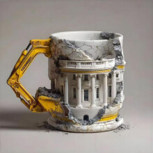 (white) Creative Novelty White House Demolition Mug Home Desk Decor American Simple Resin Christmas Gift
