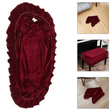 Piano Bench Cover Dark Red Pleuche Fabric Single Seat