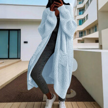 Women's Acrylic Knit Cardigan Long Sleeve Mid-Length Casual