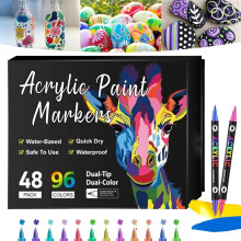 Acrylic Paint Pens Dual Tip 48 Colors 3ml