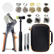 Kit de Ilhós de Aço Inoxidável com Martelo e Bolsa, Ilhós em Dois Tamanhos para Projetos DIY
