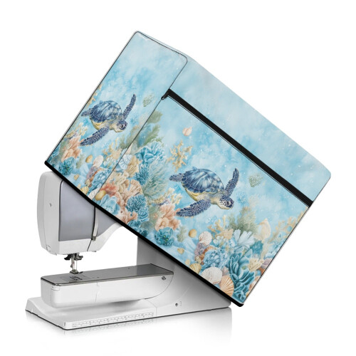 Ocean Turtle Sewing Machine Dust Cover with Pocket