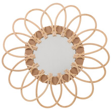 Boho Sunburst Rattan Mirror Wall Decor