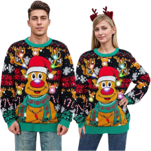 Strickpullover Weihnachtspullover LED Lustig Warm Weich Rentier Unisex M — ugly christmas sweater
