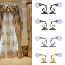 HURRISE Metal Crystal Glass Curtain Tieback Hooks 2 Pack