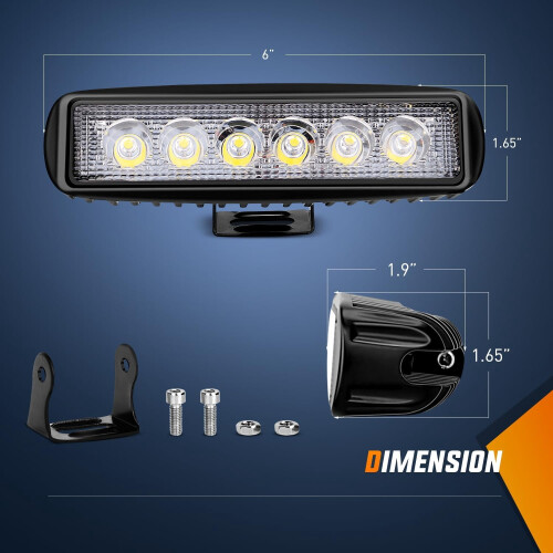 LED Light Bar Spot Driving Fog Light 18W 2PCS 1