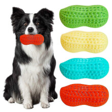(Green) Dog Chew Toy Dog Teething Toy Peanut Shape Bite-resistant Safe No Odor Teeth Cleaning Indestructible-Excellent