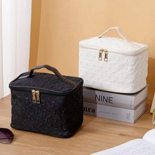 Makeup Bag Large Capacity Waterproof Vegan Leather 2