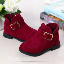 Leather Ankle Boots for Toddler Girls Red Size 4.5-5 Years