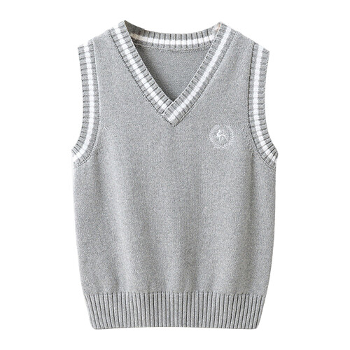 Kids Knit Sleeveless Vest Grey Lattice Pattern 8-9 Years