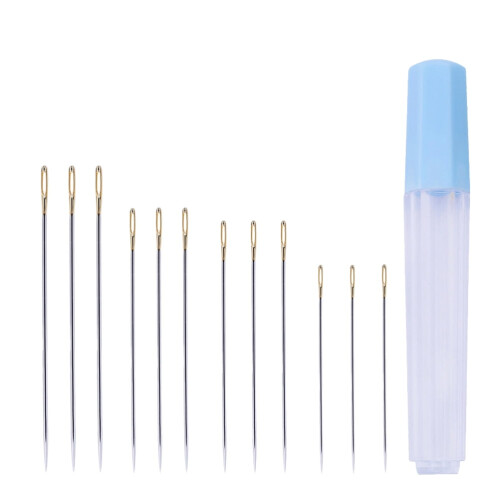 Sewing Needles Assorted Colors Large Eye 12 Pcs