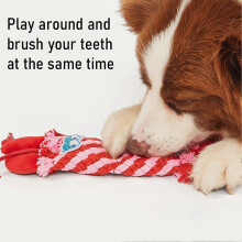 (A) Woven Rope Dog Toy Squeaky Puppy Teething Toy Dog Interactive Tug-of-War Rope Toy for Dogs Teeth Cleaning Entertainment
