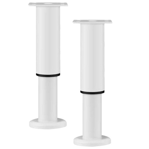 Telescopic Cabinet Bed Legs Adjustable White Metal 2 Pcs