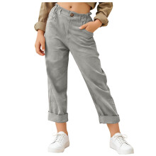 Women's Gray Capri Pants Elastic Waist 11-12