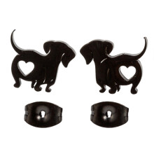 Mooie Teckel Studs Oorbellen Dierlijke Oor Sieraden-Zwart