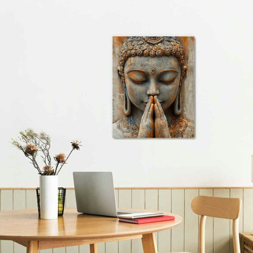 Golden Leaf Buddha Canvas Print Wall Art 1 Piece 1