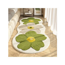 Nordic Floral Plush Area Mat Blue Beige 60x90cm