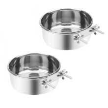 Stainless Steel Pet Water Bowl with Clamp Holder 2 Pack