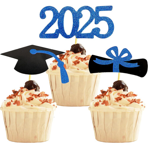 Graduation Cupcake Toppers Diploma Grad Cap 48 Pieces