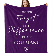 Purple Flannel Throw Blanket with Inspirational Quote 50x60