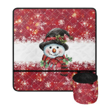Snowman-Themed Sewing Machine Mat with Storage and Non-Slip