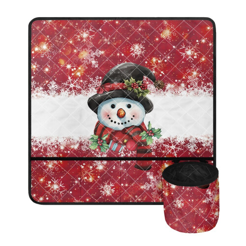 Snowman-Themed Sewing Machine Mat with Storage and Non-Slip
